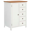 vidaXL Wardrobe Solid Oak Wood Storage Clothes Cabinet Wooden White/Light Wood-4