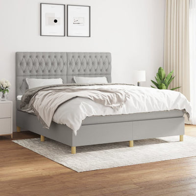 vidaXL Box Spring Bed with Mattress Light Gray 72
