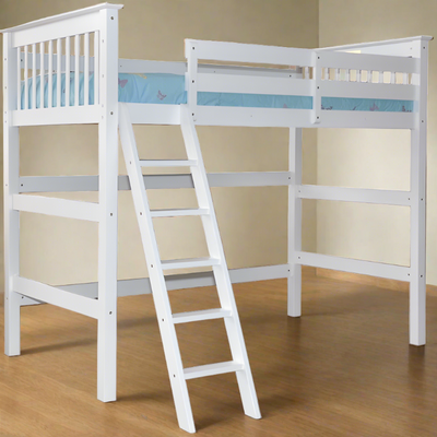 Loft Bed Full High with Angled Ladder White