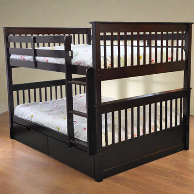 Bunk Bed Full over Full with Storage or Trundle Espresso