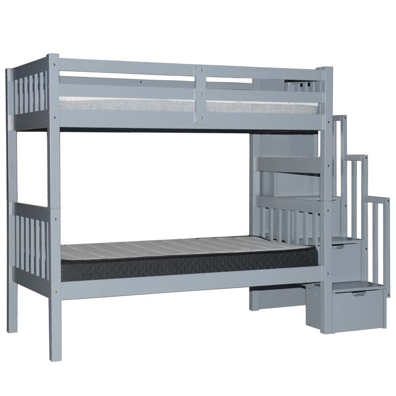 Bunk Bed Grey with Stairs & Storage Kids' Staircase Bunk Bed Canada