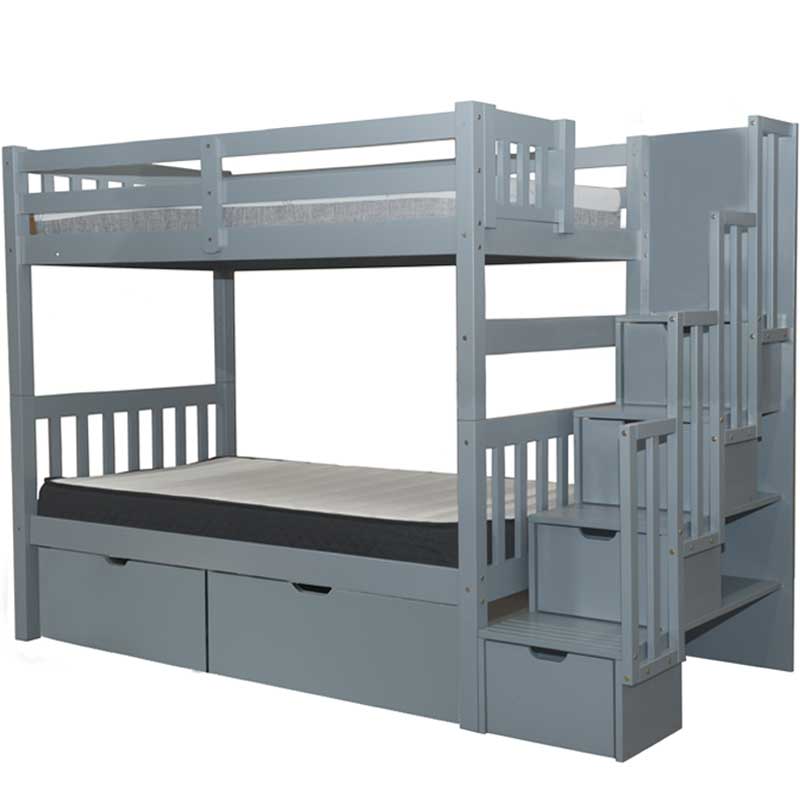 Bunk Bed Grey with Stairs & Storage Kids' Staircase Bunk Bed Canada