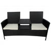 vidaXL 2-Seater Patio Sofa Outdoor Bistro Set Sofa with Tea Table Poly Rattan-5