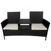 vidaXL 2-Seater Patio Sofa Outdoor Bistro Set Sofa with Tea Table Poly Rattan-7