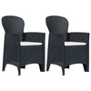 vidaXL Patio Chairs 2 Pcs Dining Single Chair with Cushion Plastic Rattan Look-4