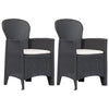 vidaXL Patio Chairs 2 Pcs Dining Single Chair with Cushion Plastic Rattan Look-2