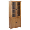 vidaXL Bookshelf Bookcase with 4 Doors Decor Cabinet Solid Oak Wood and Glass-7
