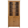 vidaXL Bookshelf Bookcase with 4 Doors Decor Cabinet Solid Oak Wood and Glass-16