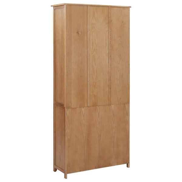vidaXL Bookshelf Bookcase with 4 Doors Decor Cabinet Solid Oak Wood and Glass-1