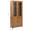 vidaXL Bookshelf Bookcase with 4 Doors Decor Cabinet Solid Oak Wood and Glass-11