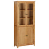 vidaXL Bookshelf Bookcase with 4 Doors Decor Cabinet Solid Oak Wood and Glass-1