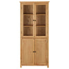 vidaXL Bookshelf Bookcase with 4 Doors Decor Cabinet Solid Oak Wood and Glass-6