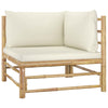 vidaXL 9 Piece Patio Lounge Set with Cream White Cushions Bamboo-1