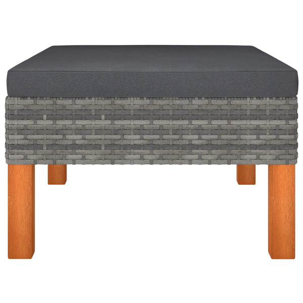 vidaXL 9 Piece Patio Lounge Set Poly Rattan and Eucalyptus Wood Gray-4