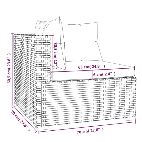 vidaXL 9 Piece Patio Lounge Set with Cushions Brown Poly Rattan-3
