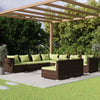 vidaXL 9 Piece Patio Lounge Set with Cushions Brown Poly Rattan-0