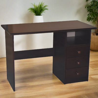 Solid Wood Computer Desk with Drawers Espresso