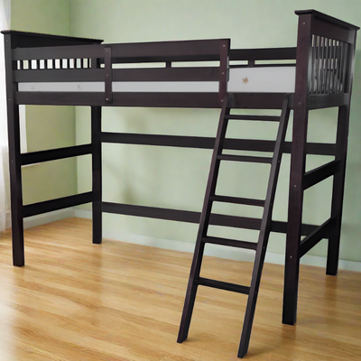 Loft Bed Full High with Angled Ladder Espresso