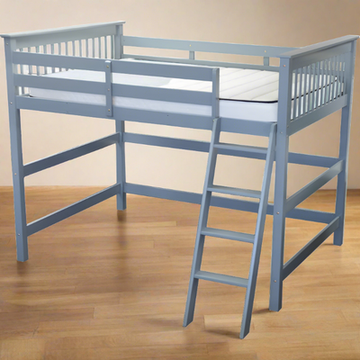 Loft Bed Full High with Angled Ladder Grey