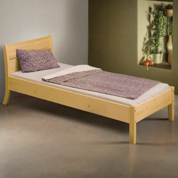 Sleigh Solid Wood Bed Natural