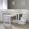 Junior Stairway Mid Loft Bed with Desk, Chest and Bookcase White