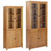 vidaXL Bookshelf Bookcase with 4 Doors Decor Cabinet Solid Oak Wood and Glass-15
