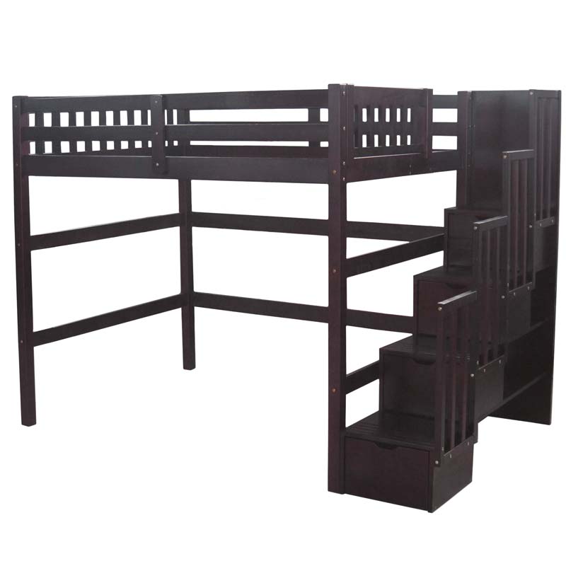 Stairway Full Loft Bed Staircase Double Kids Loft Beds with