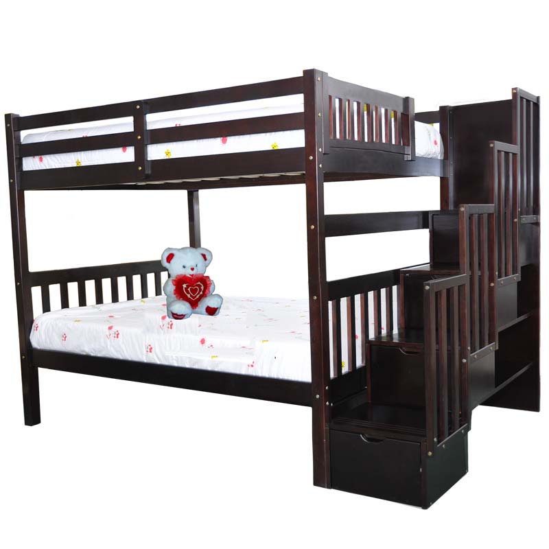 Bunk Bed Full Staircase Stairway Double Bunk Beds Kids Loft