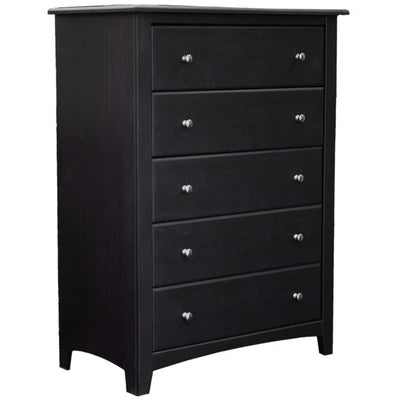 Solid Wood Five Drawer Chest Espresso