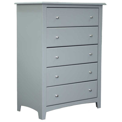 Solid Wood Five Drawer Chest Grey