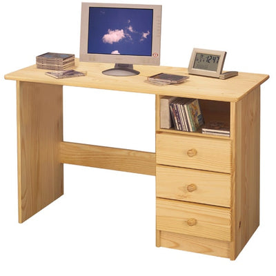 Solid Wood Computer Desk with Drawers Natural