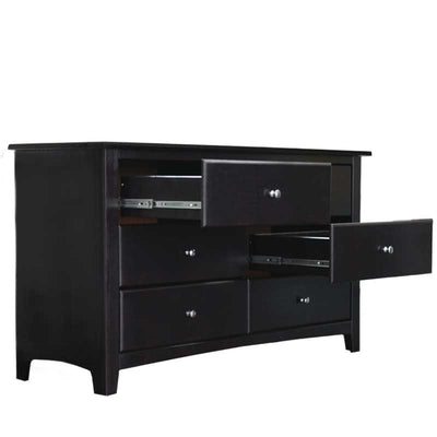 Solid Wood Six Drawer Dresser Espresso