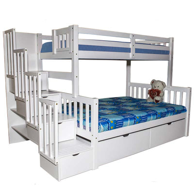Bunk Bed Staircase Twin over Full White