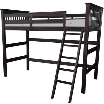 Loft Bed Twin High with Angled Ladder White