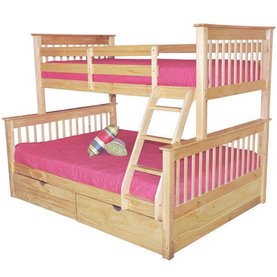 Bunk Bed Twin over Full with Storage or Trundle Natural