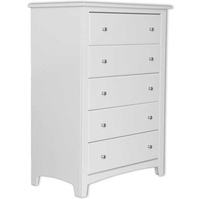 Solid Wood Five Drawer Chest White