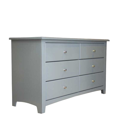 Solid Wood Six Drawer Dresser Grey