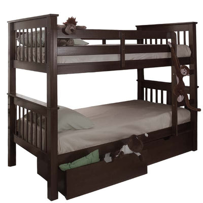 Bunk Bed Twin over Twin with Storage or Trundle Espresso