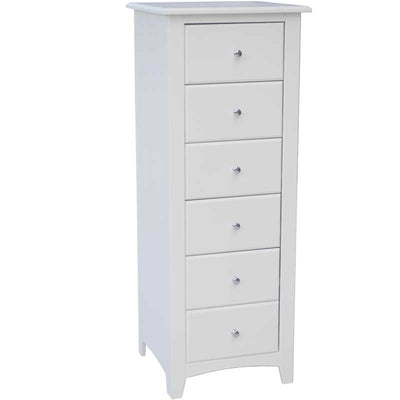 Solid Wood Tall Chest of Drawers White