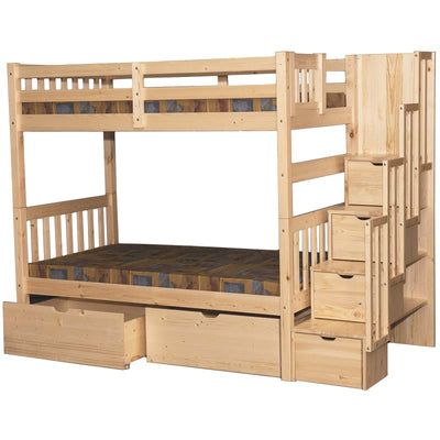 Bunk Bed Staircase Full over Full with Storage Natural